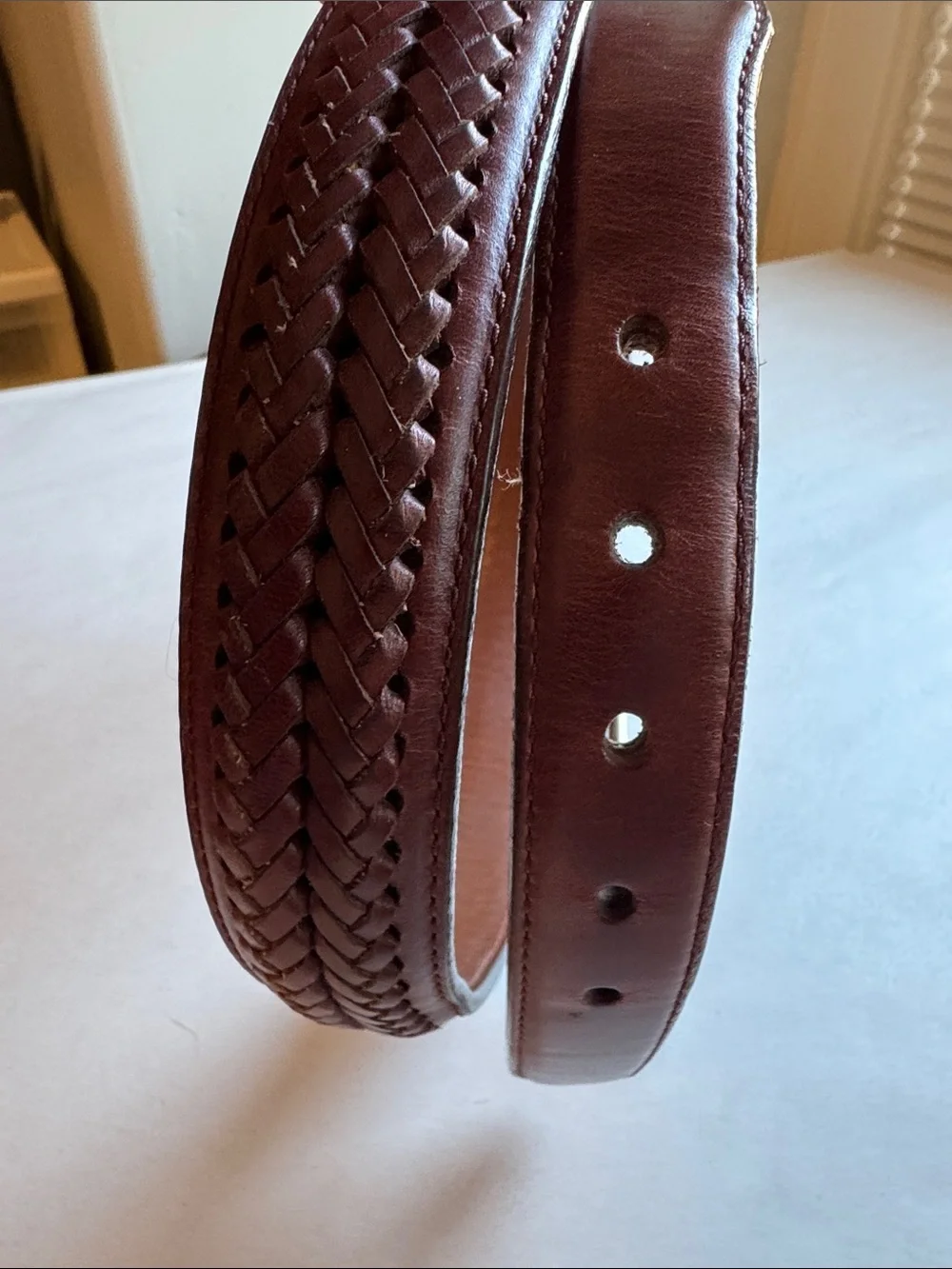 VTG Willis & Geiger Braided Leather Belt Mens 40 Brown Silver Buckle Western